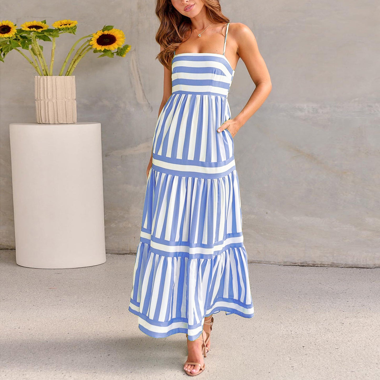 Robe Longue d'Été à Rayures – Élégance & Confort !
