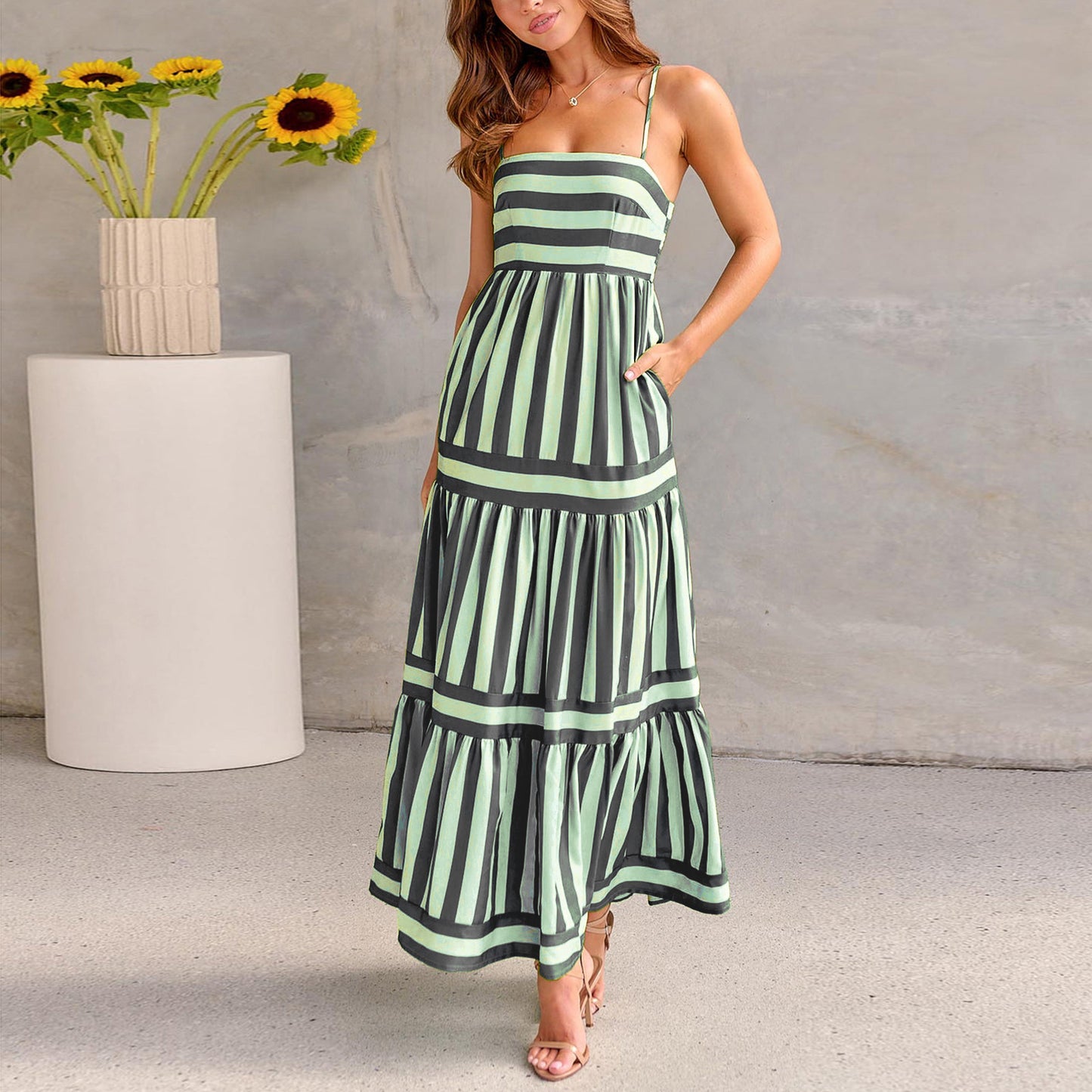 Robe Longue d'Été à Rayures – Élégance & Confort !