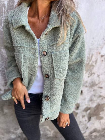 Manteau en Laine d'Agneau à Col Revers pour femme