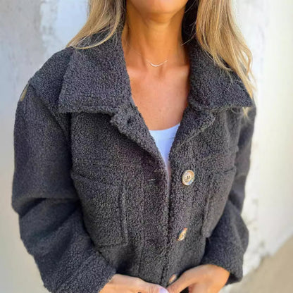 Manteau en Laine d'Agneau à Col Revers pour femme