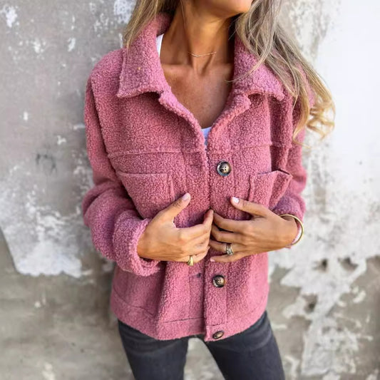 Manteau en Laine d'Agneau à Col Revers pour femme